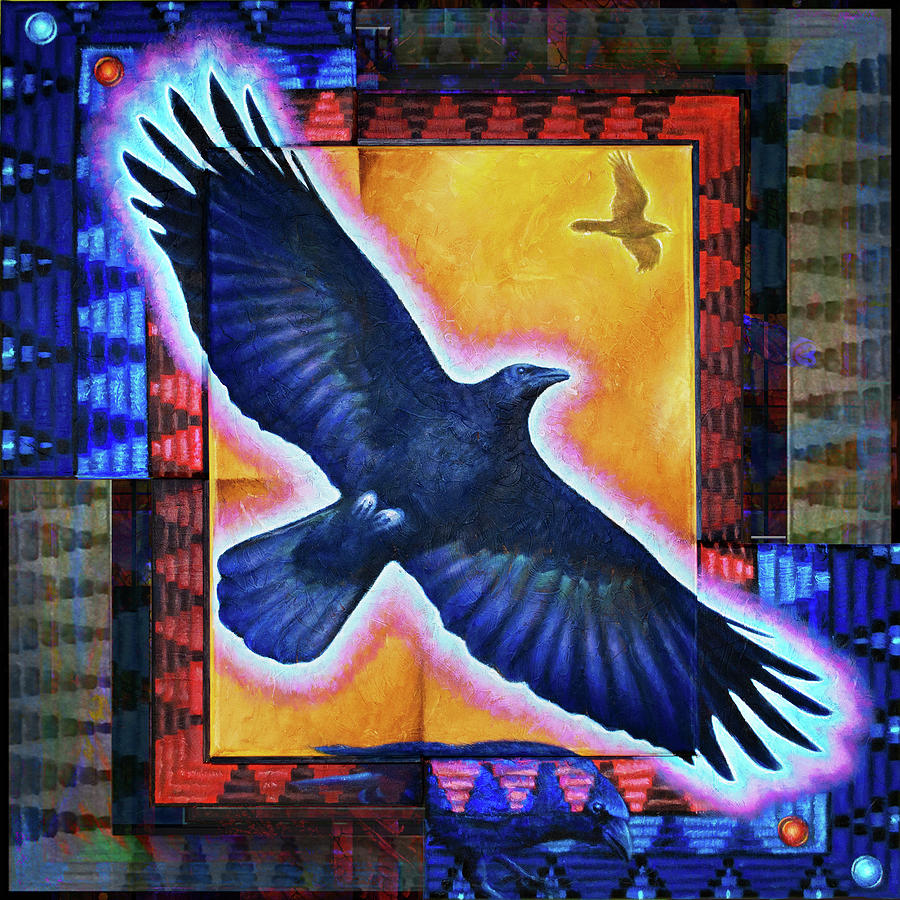 Crow Painting - Illumination by Kevin Chasing Wolf Hutchins