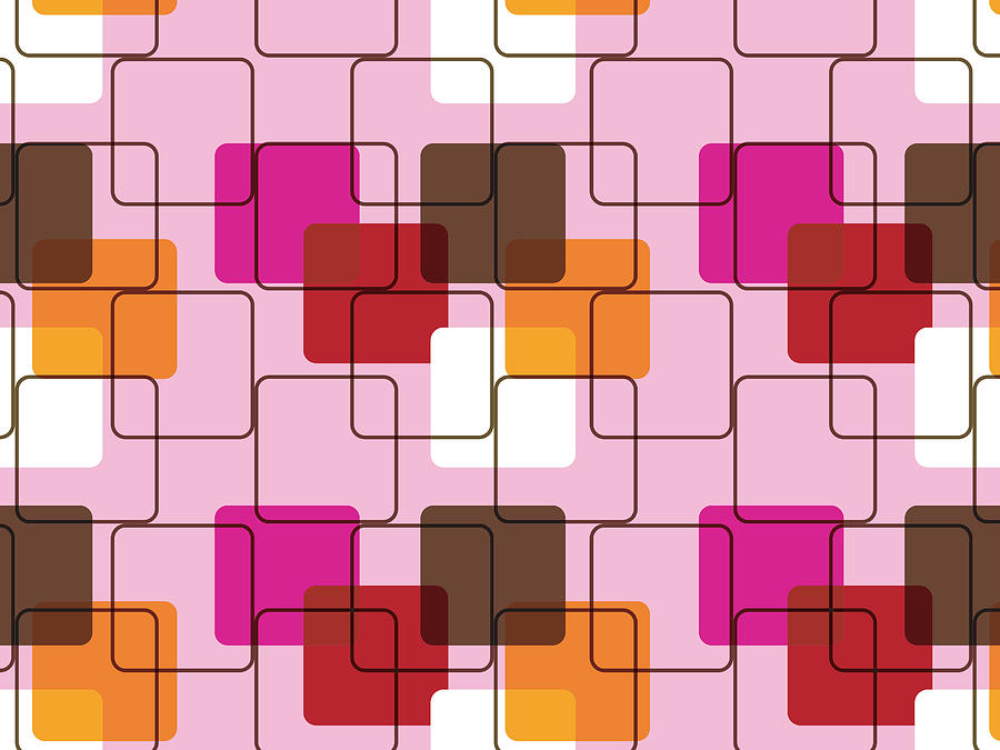 Illustrated abstract pattern with pink and brown design Drawing by Susan Pemberton