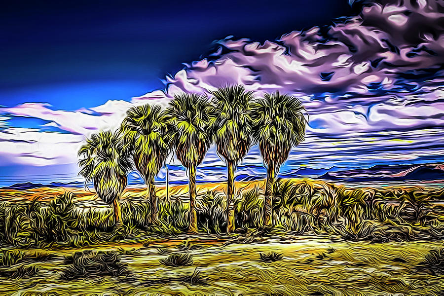 Illustrated Palms in a Row Digital Art by David Desautel
