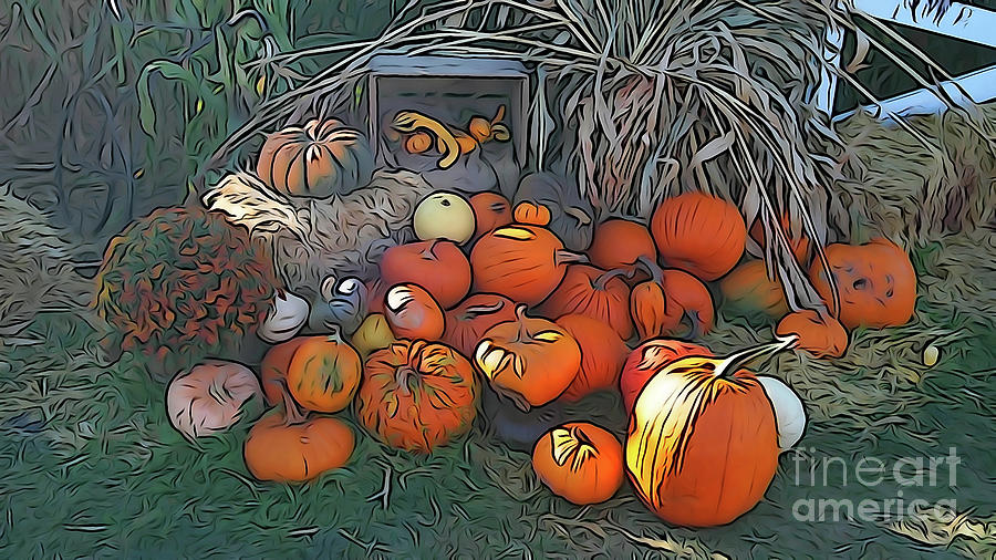 Illustrated pumpkins Photograph by Steve Speights
