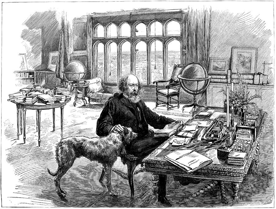 Illustration: Alfred Lord Tennyson, poet laureate, study, Isle of Wight Drawing by Retroimages