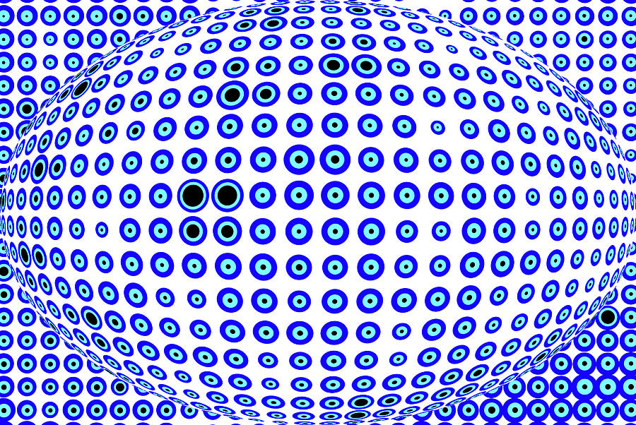Illustration blue  circles blue 3D illusion and white background Photograph by Severija Kirilovaite