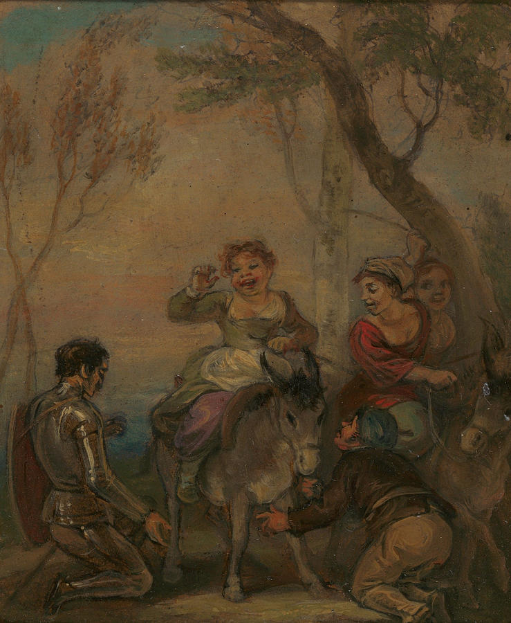 Illustration for Don Quixote, With Figures on a Donkey Painting by Robert Smirke