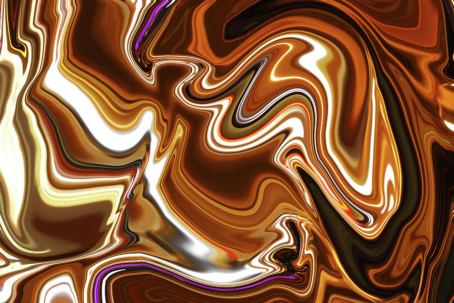 Illustration golden brown flowing abstract Photograph by Severija Kirilovaite