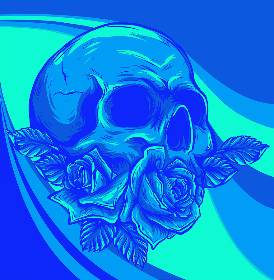 Illustration Human Skull With Roses Colore Background Digital Art By Dean Zangirolami Fine Art