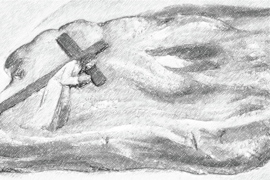 jesus carrying the cross sketch