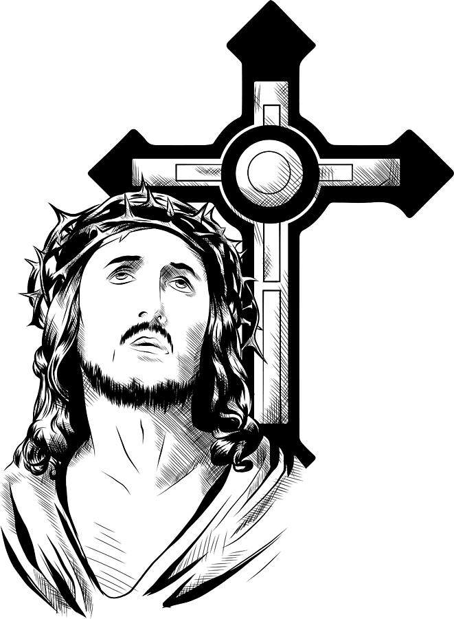 illustration Jesus Christ Face, art vector design Digital Art by Dean ...