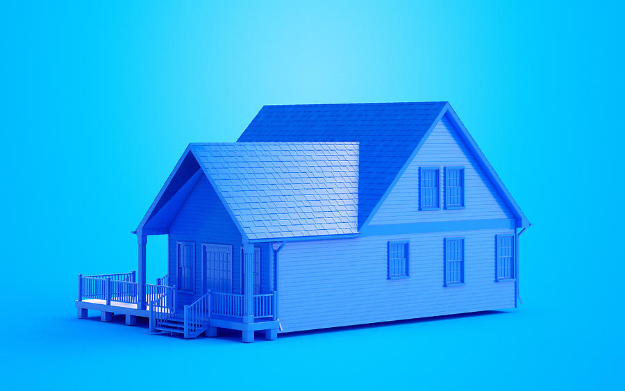 Illustration of a blue house Drawing by Sciepro/science Photo Library