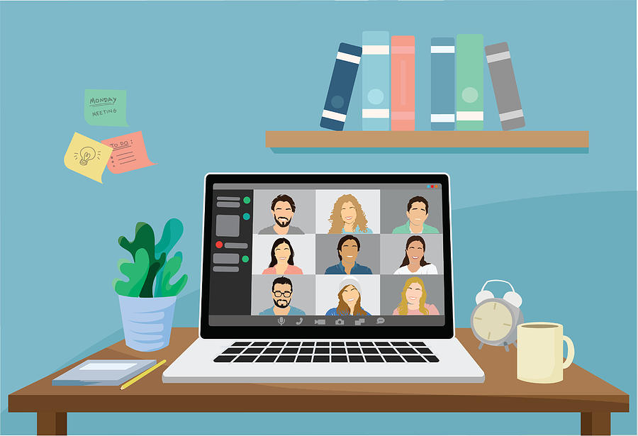 Illustration of a group of people in a video conference Drawing by Andresr