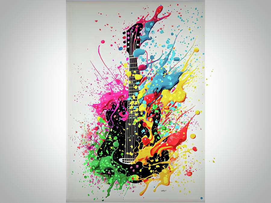 Colors of the music  Illustration of Abstract Acoustic Guitar on a White Background  Digital Art by Lena Owens - OLena Art Vibrant Palette Knife and Graphic Design