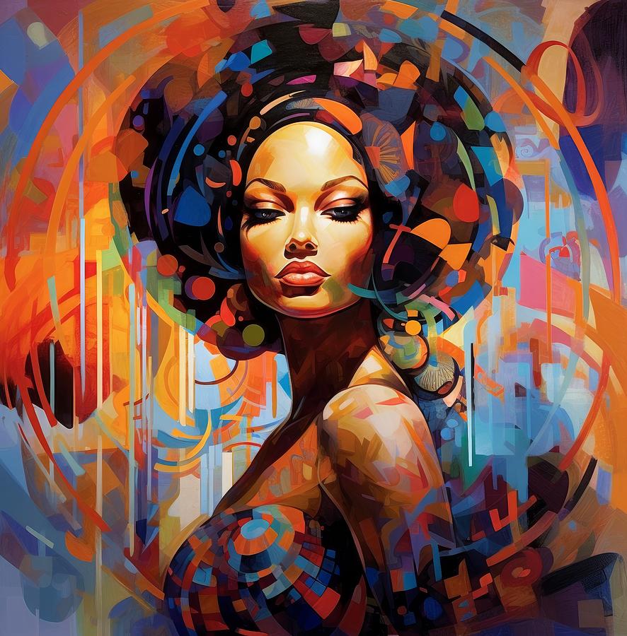 Illustration of beautiful black woman in geometric abstract style ...