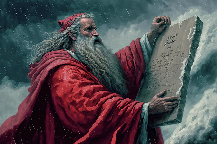 Illustration of Moses with the 10 Commandments Tablet Digital Art by Jim Vallee