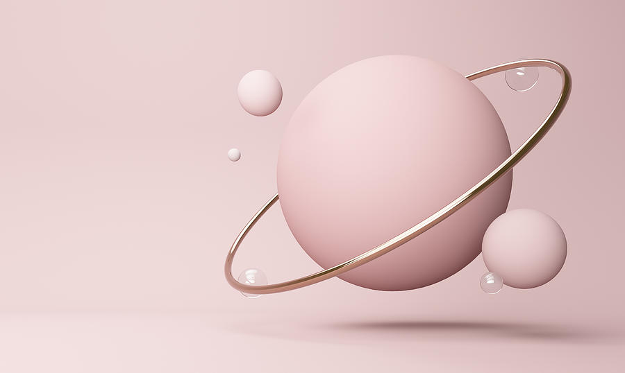 Illustration of pink planet against colored background Drawing by Westend61