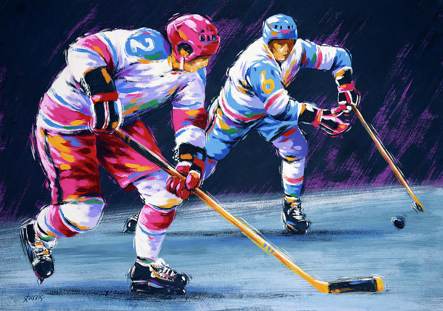 Illustration of two ice hockey players Painting by Hans Sturris - Fine ...