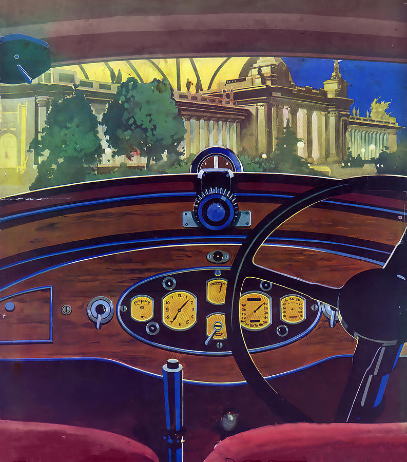 Illustration Vintage Auto Dashboard Mixed Media by Retrographs