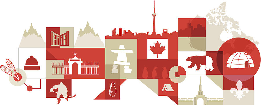 Illustrative collage of Canadian lifestyle over white background Drawing by Fanatic Studio