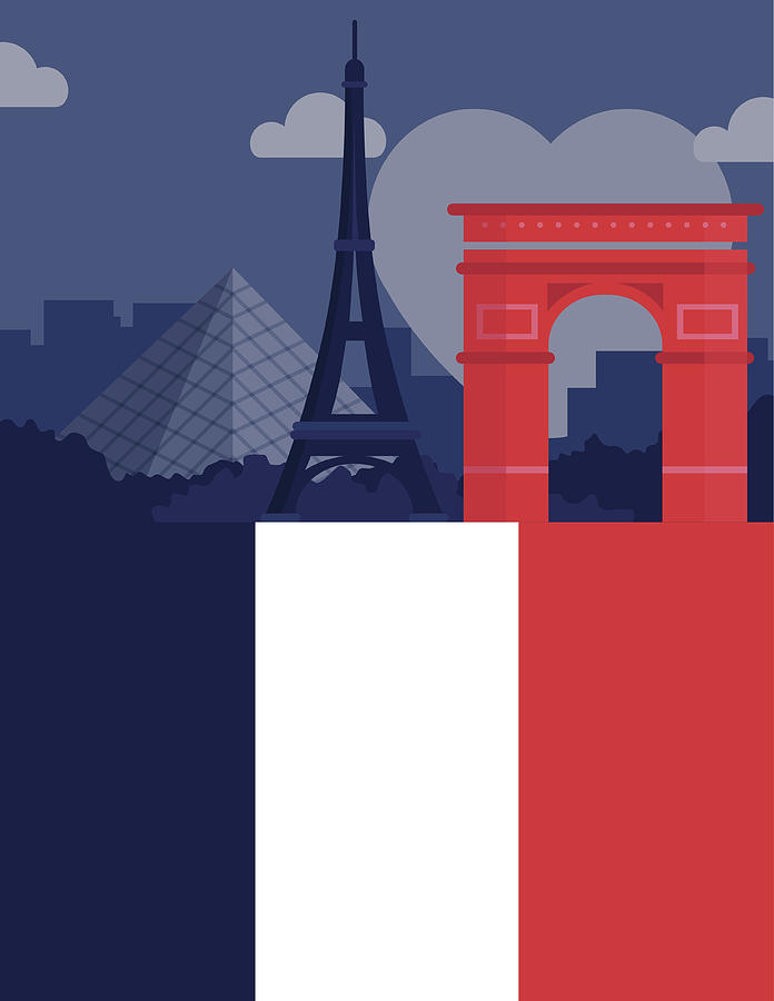Illustrative image representing famous landmarks of Paris, France Drawing by Fanatic Studio