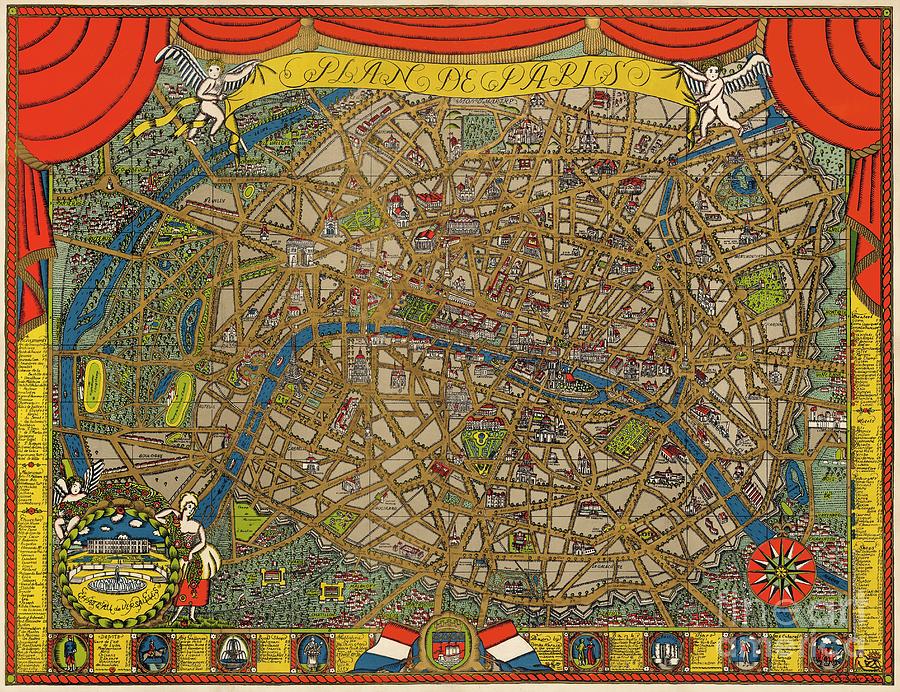 Ilonka Karasz - Plan de Paris - 1927 Digital Art by Vintage Map