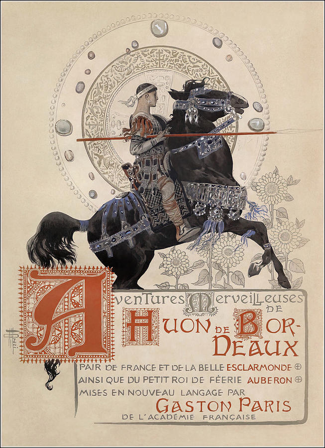 Ilustrace k eposu Huon de Bordeaux - 1904 Mixed Media by Manuel Orazi