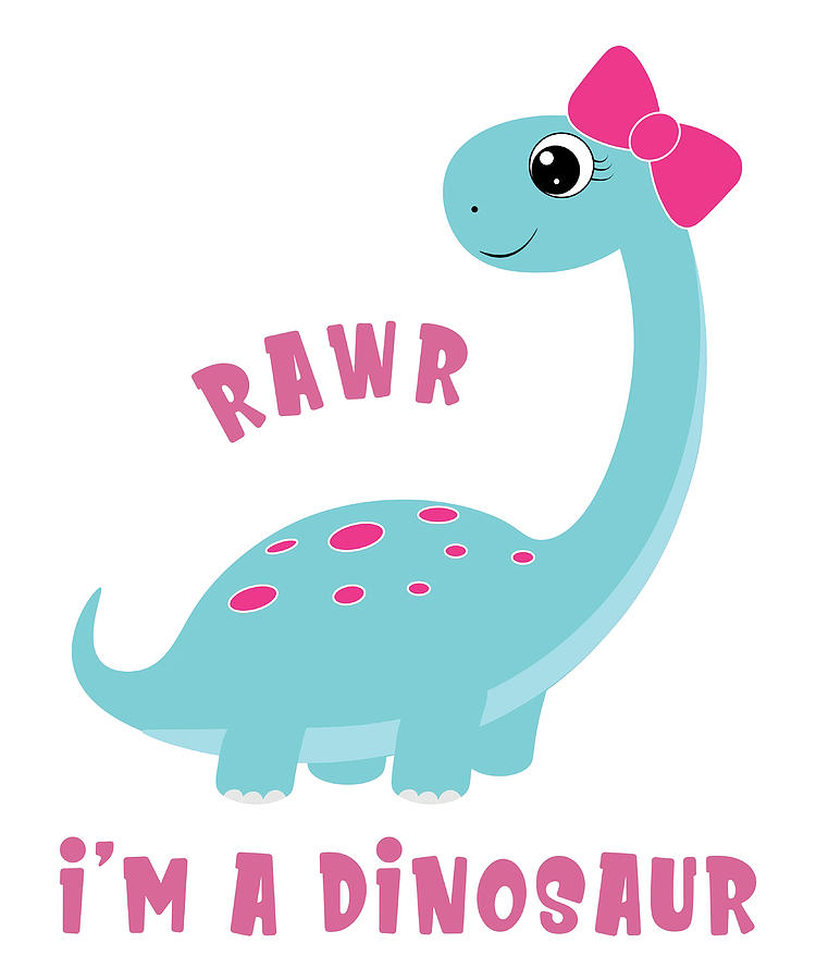 Im a dinosaur rawr turquoise dinosaur Poster Painting by Ellie Yvette ...