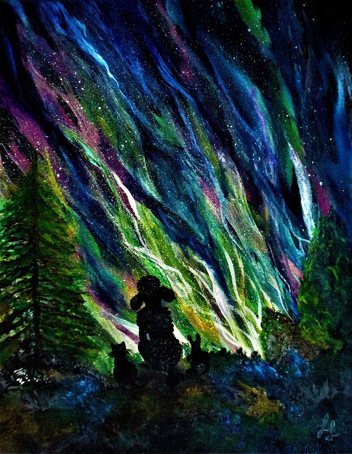 Aurora Borealis Northern Lights Show Painting by Lynn Raizel Lane
