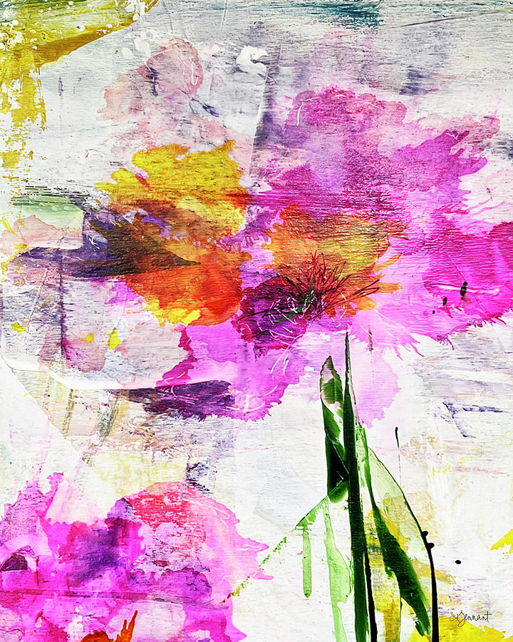 Imaginary Bloom Abstract Floral Art by Kathleen Tennant Mixed Media by ...