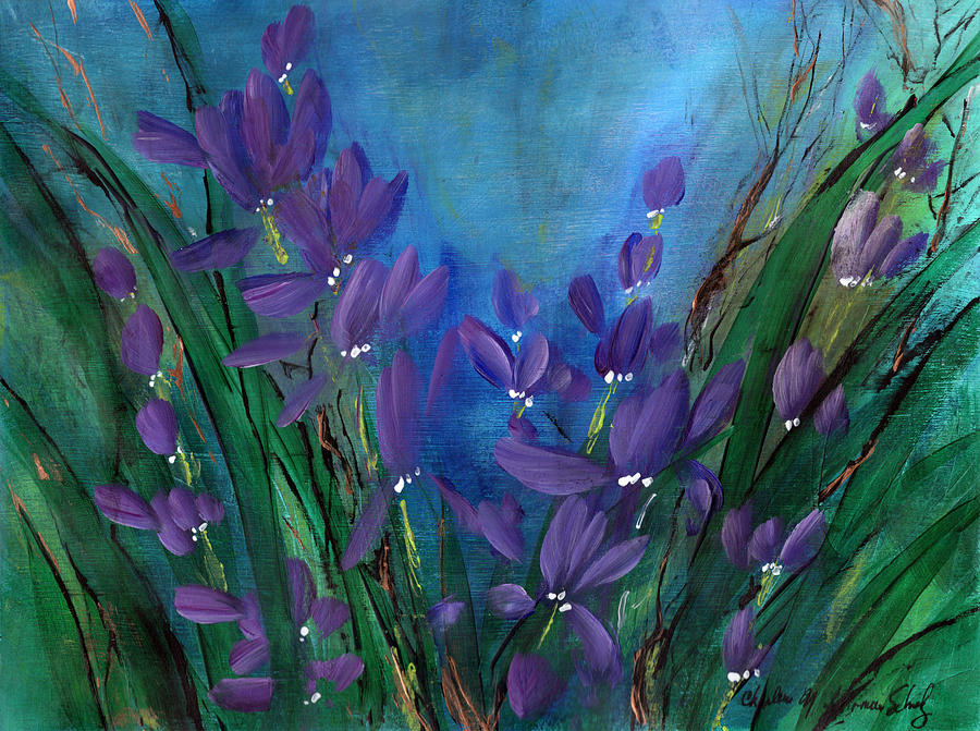 Imaginary Garden - Dancing Orchids Painting by Charlene Fuhrman-Schulz