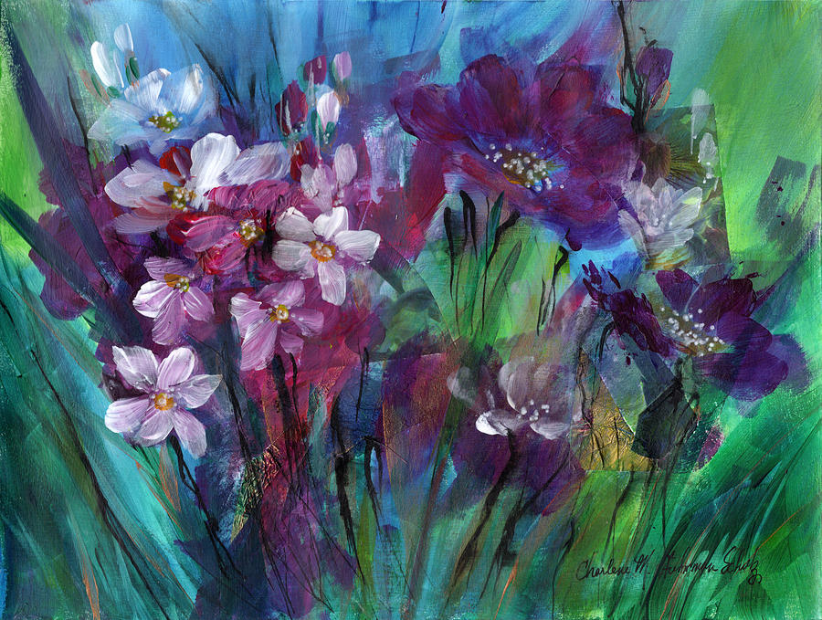 Imaginary Garden - Tango Painting by Charlene Fuhrman-Schulz