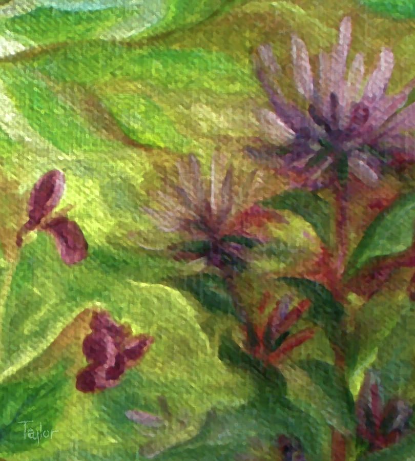 Imaginary Purple Flowers Painting by FT McKinstry