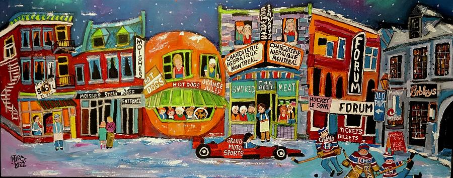 Imaginary Street of Montreal Icons Painting by Michael Litvack