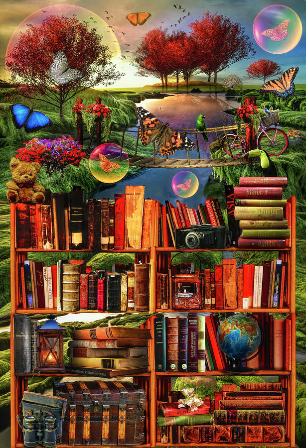 Imagination through Reading Books Digital Art by Debra and Dave Vanderlaan