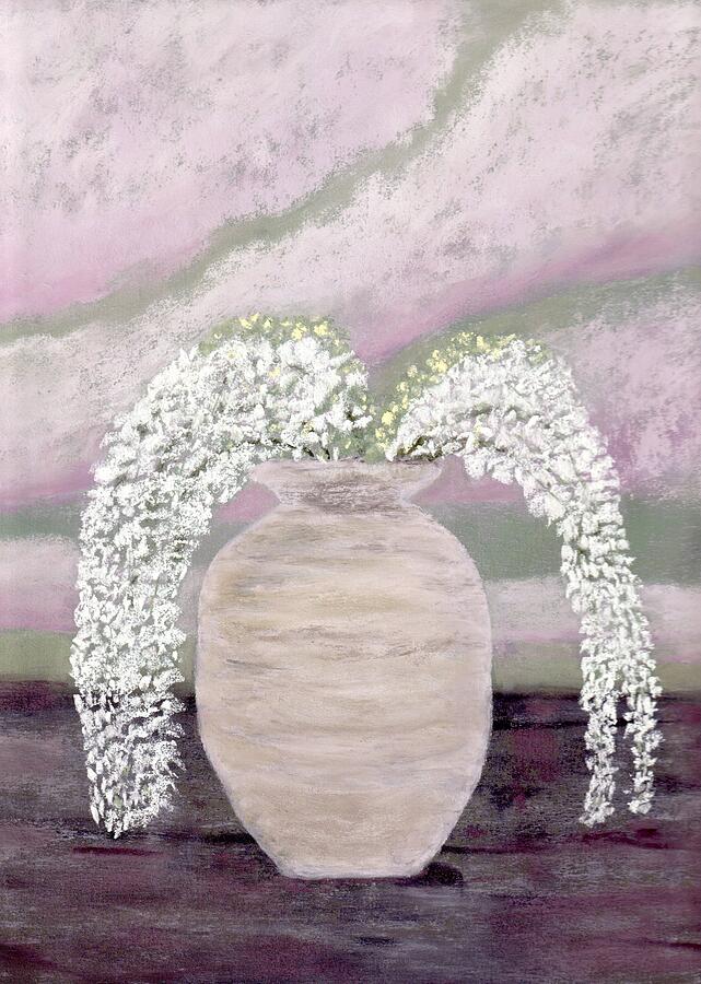 Flower Pastel - Imaginative Wisteria Still Life Painting by Bridie OBrien