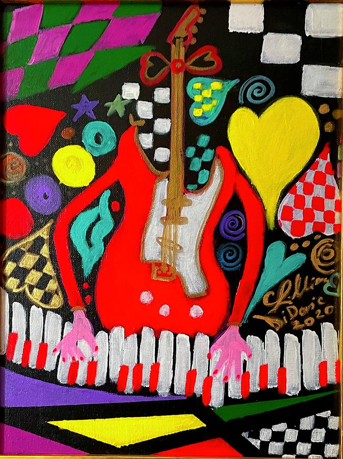 Imagine 15 Guitar Painting by Lilliana Didovic