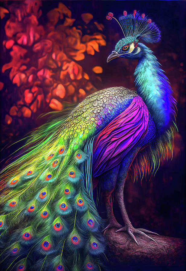 Imagine Peacock Digital Art by Wes and Dotty Weber