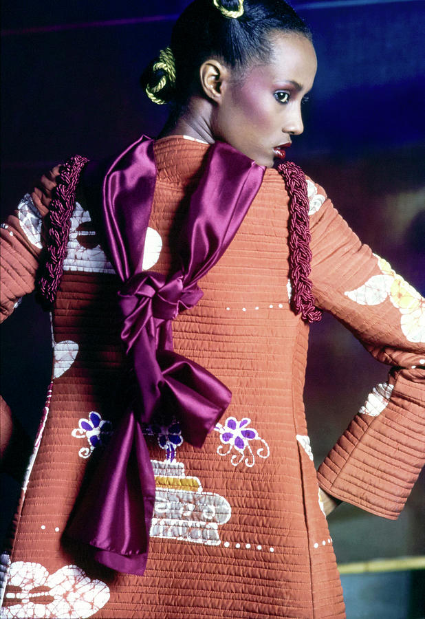 Model Iman Wearing A Mary McFadden Jacket Photograph by Ishimuro