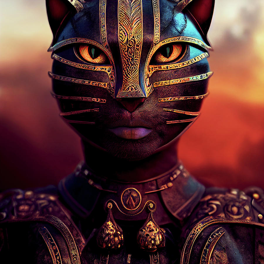Imani the Cat Woman Warrior at Sunset Digital Art by Peggy Collins