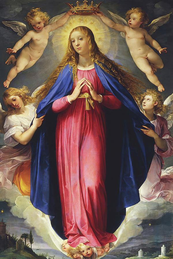 Immaculate Conception Assumption Virgin Mary Mixed Media by Cavaliere Arpino