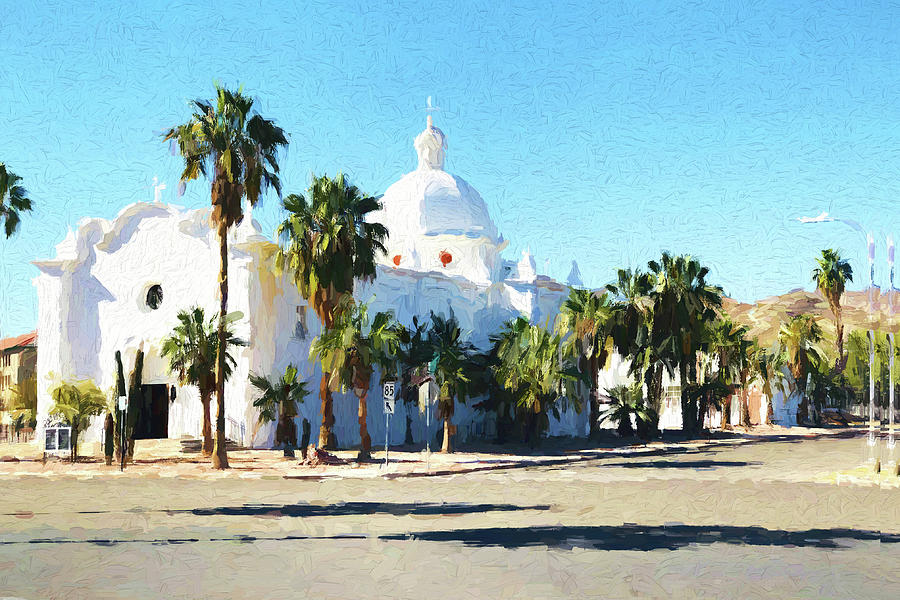 Immaculate Conception Catholic Church in Ajo, AZ Digital Art by Tatiana Travelways