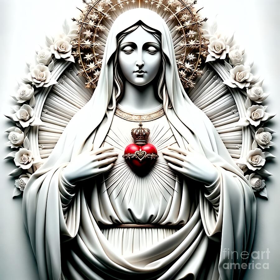 Rose Digital Art - Immaculate Heart of Mary by Rose Santuci-Sofranko
