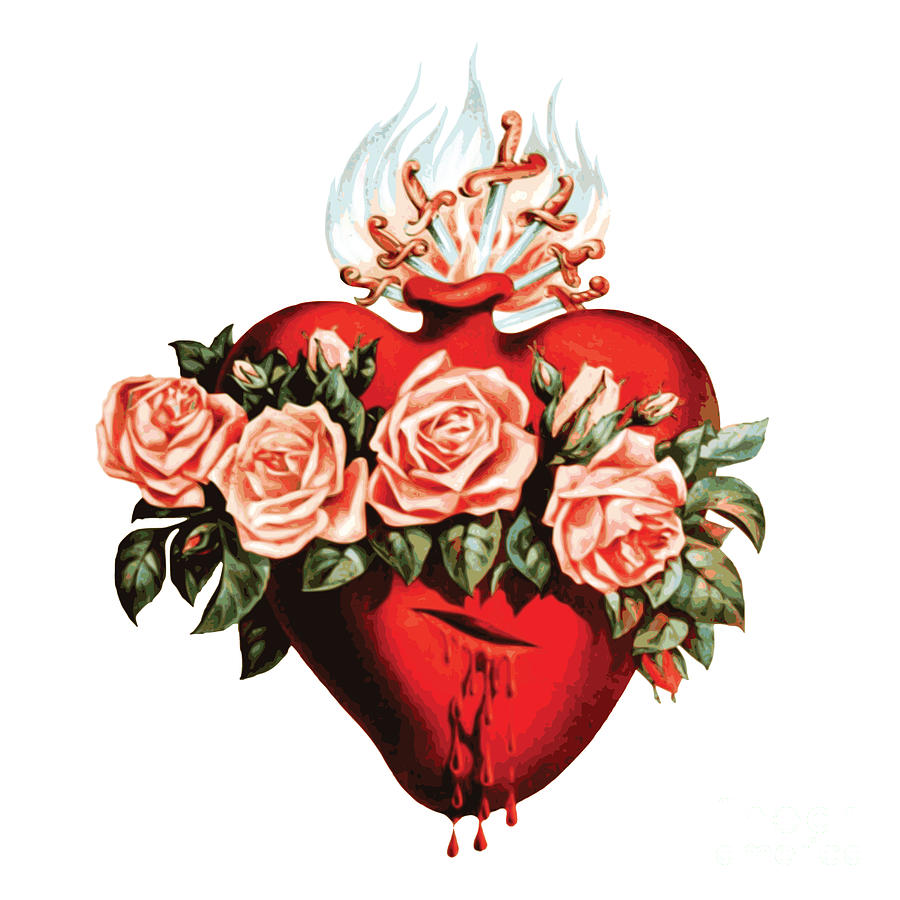 Madonna Digital Art -  Immaculate Heart of Virgin Mary by Beltschazar