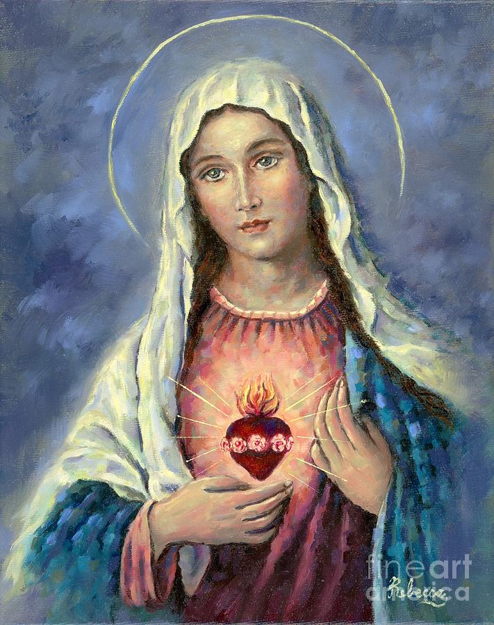 Jesus Christ Painting - Immaculate Heart of Virgin Mary No. 3 by Rebecca Mike