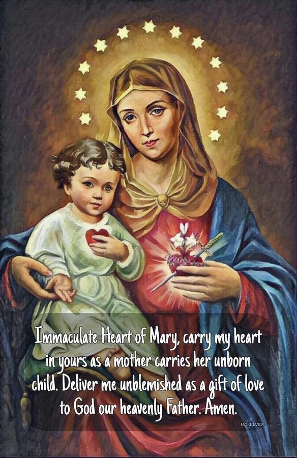 Immaculate Heart Prayer Card Digital Art by Gene McKelvey - Fine Art ...