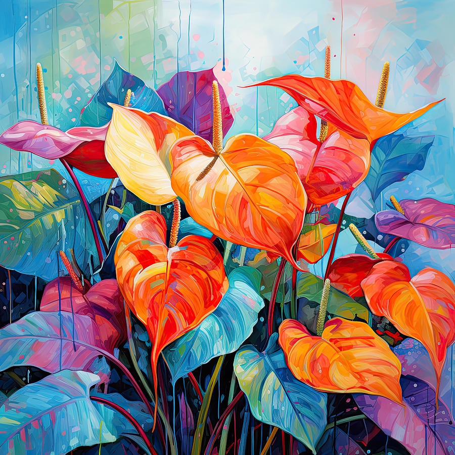 Immeasurable Beauty- Anthurium Paintings - Colorful Anthurium Leaves Photograph by Lourry Legarde