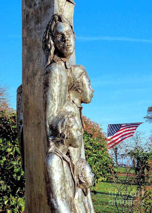 Immigrant statue American flag 2023  Photograph by Janice Drew