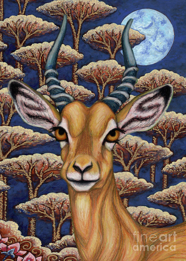 Impalas Moonlit Adventure Painting by Amy E Fraser