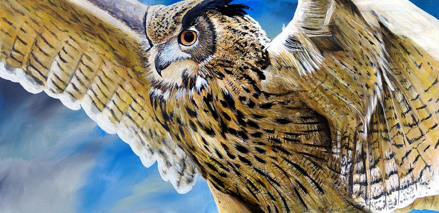Impending Owl Painting by R J Marchand