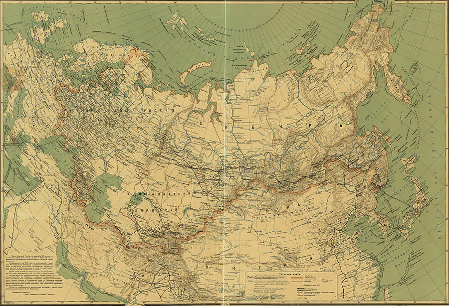 Map Drawing - Imperial Russia 1916 by Vintage Maps