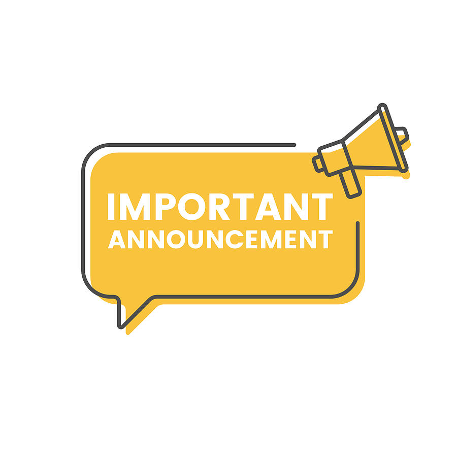 Important Announcement and Megaphone Speech Bubble Icon Vector Design. Drawing by Designer29