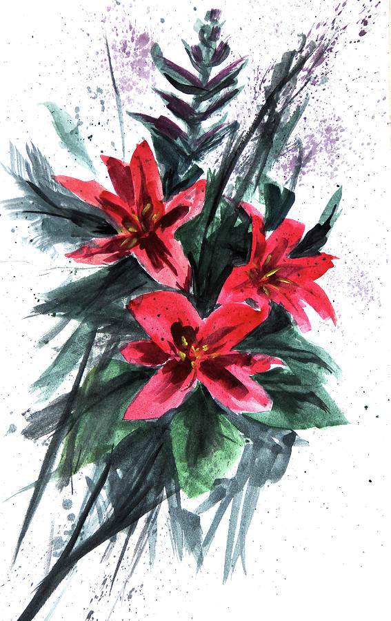 Impression of Lily Bouquet Painting by Masha Batkova