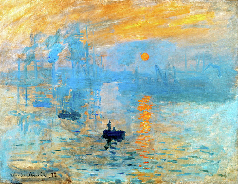 Impression, Sunrise, by Claude Monet - high contrast blue and orange digital recreation Digital Art by Nicko Prints